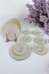 24 Parça 6 Kişilik Yaldızlı Çay Pasta Seti 03