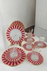 24 Parça 6 Kişilik Pink Çay Pasta Seti