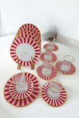 24 Parça 6 Kişilik Pink Çay Pasta Seti