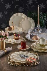 34 Parça 6 Kişilik Elegant Yaldızlı Pasta Çay Servis İkram Seti