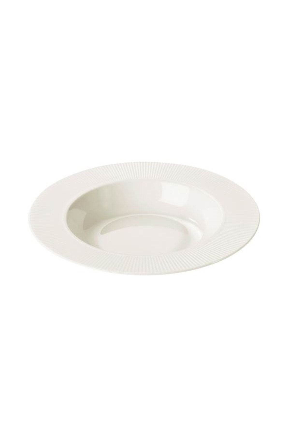 Ofantlıgt 6 Parça Beyaz Ikea Çizgi Kabartma Derin Tabak