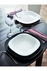 Carine 12 Parça 6 Kişilik Yemek Takımı.siyah 27 Cm.servis & Beyaz 21 Cm.çukur Yemek Tabağı.