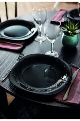 Carine 12 Parça 6 Kişilik Yemek Takımı.siyah 27 Cm.servis & Beyaz 21 Cm.çukur Yemek Tabağı.