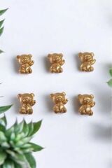 6 Adet Çok Amaçlı Metal Dekoratif Ayıcık Objesi 3 cm