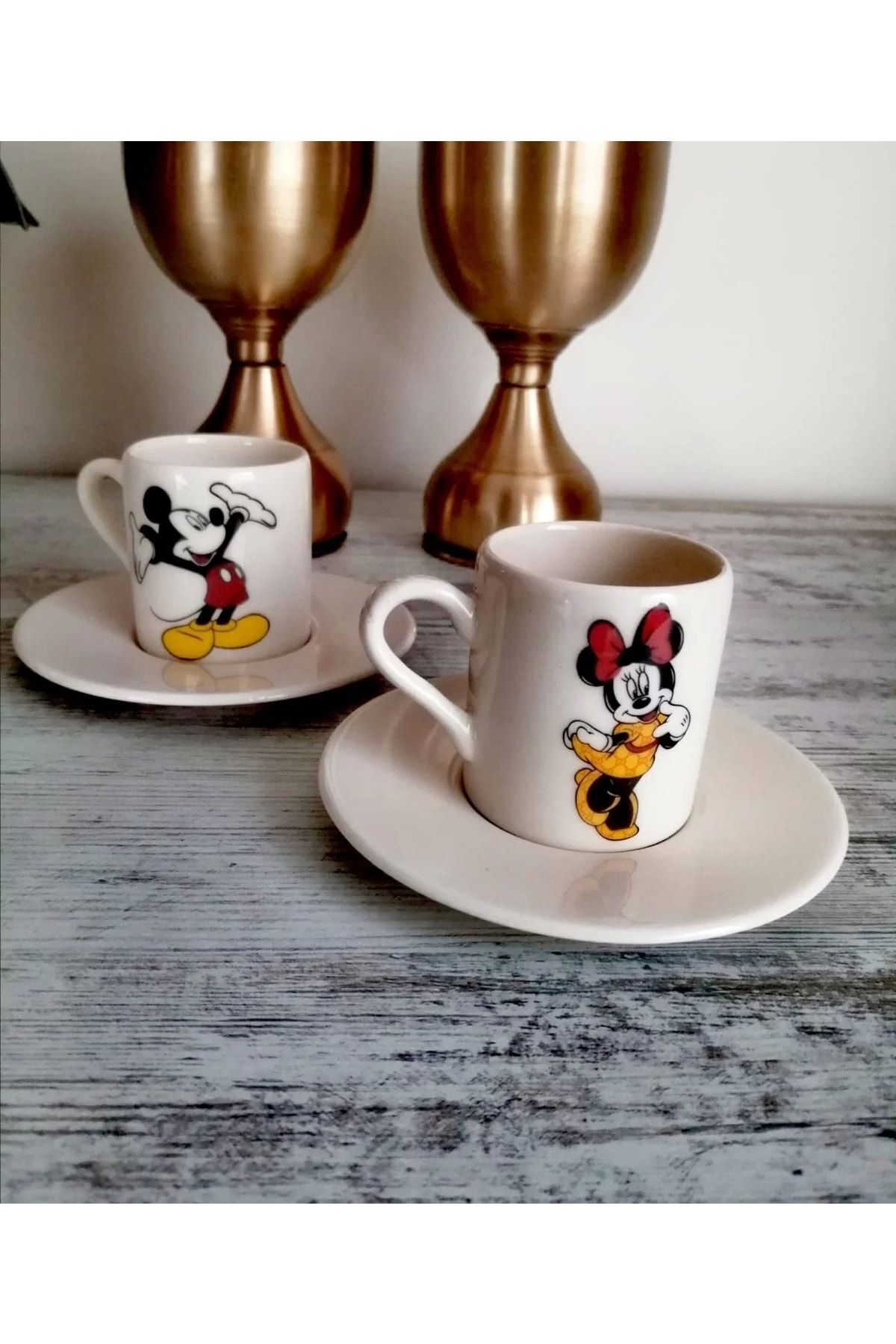 2 Kişilik Minnie Mouse Desenli Türk Kahve Fincan Takımı