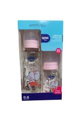 Baby Klasik Pembe Kapaklı Cam Biberon Seti 250-125 Ml