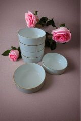 6 Adet Yaldızlı 12 cm Jumbo Porselen Kase