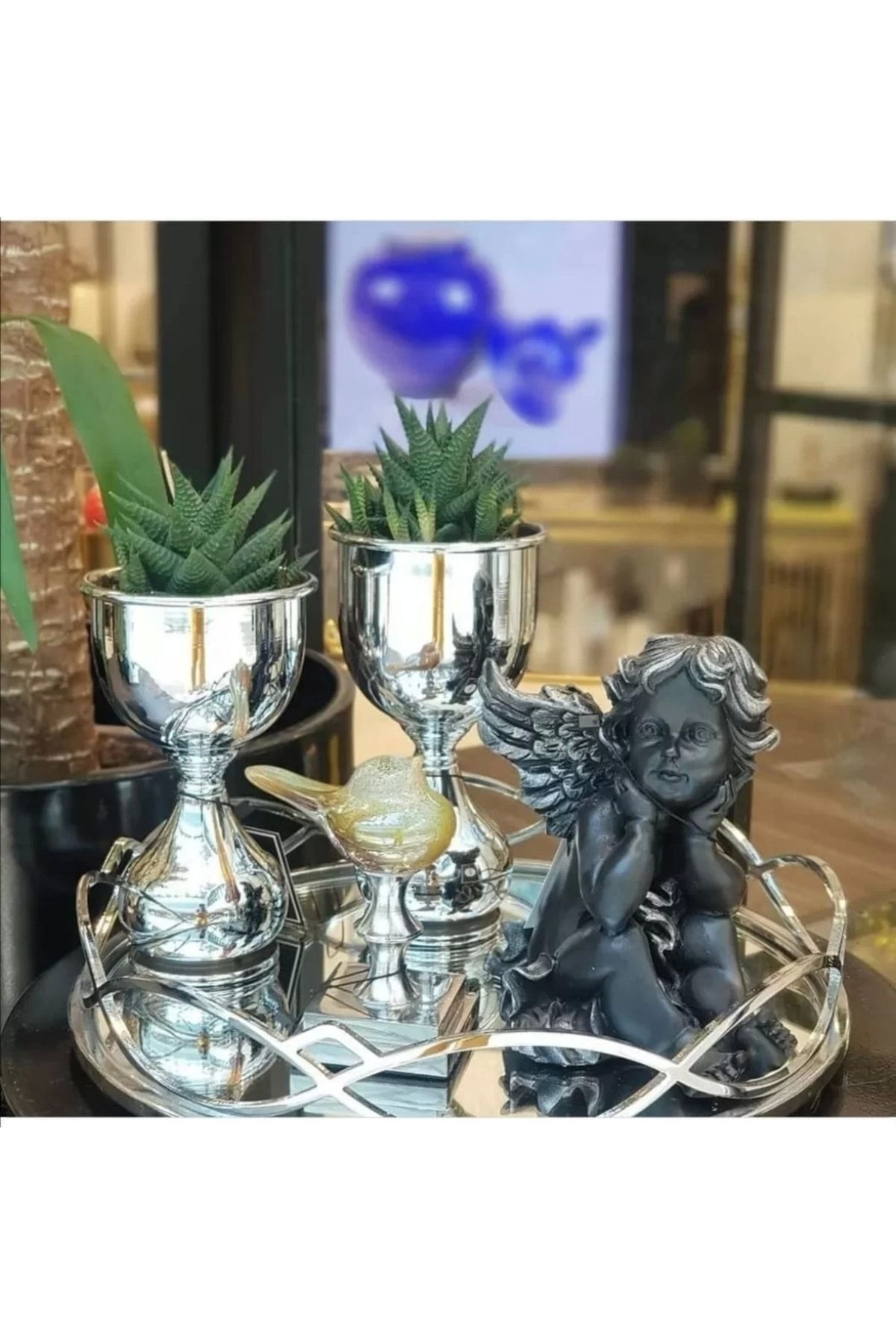 Dekoratif 2'li Vazo Silver