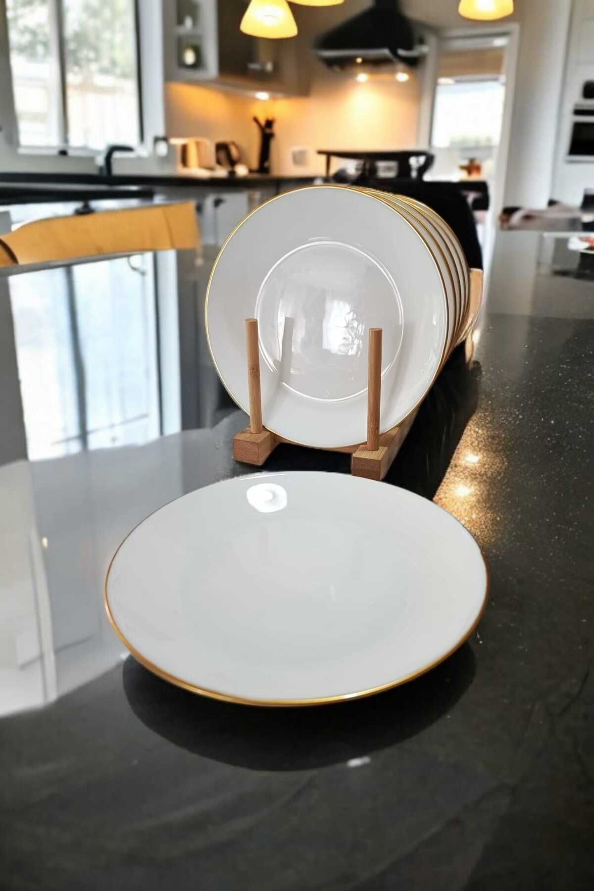 6 Adet 19 cm Yaldızlı Arcopal Pasta Tabağı
