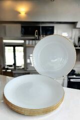 Pampille 19 cm Yaldızlı Beyaz 6 Kişilik Pasta Tabağı