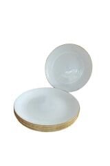 Pampille 19 cm Yaldızlı Beyaz 6 Kişilik Pasta Tabağı