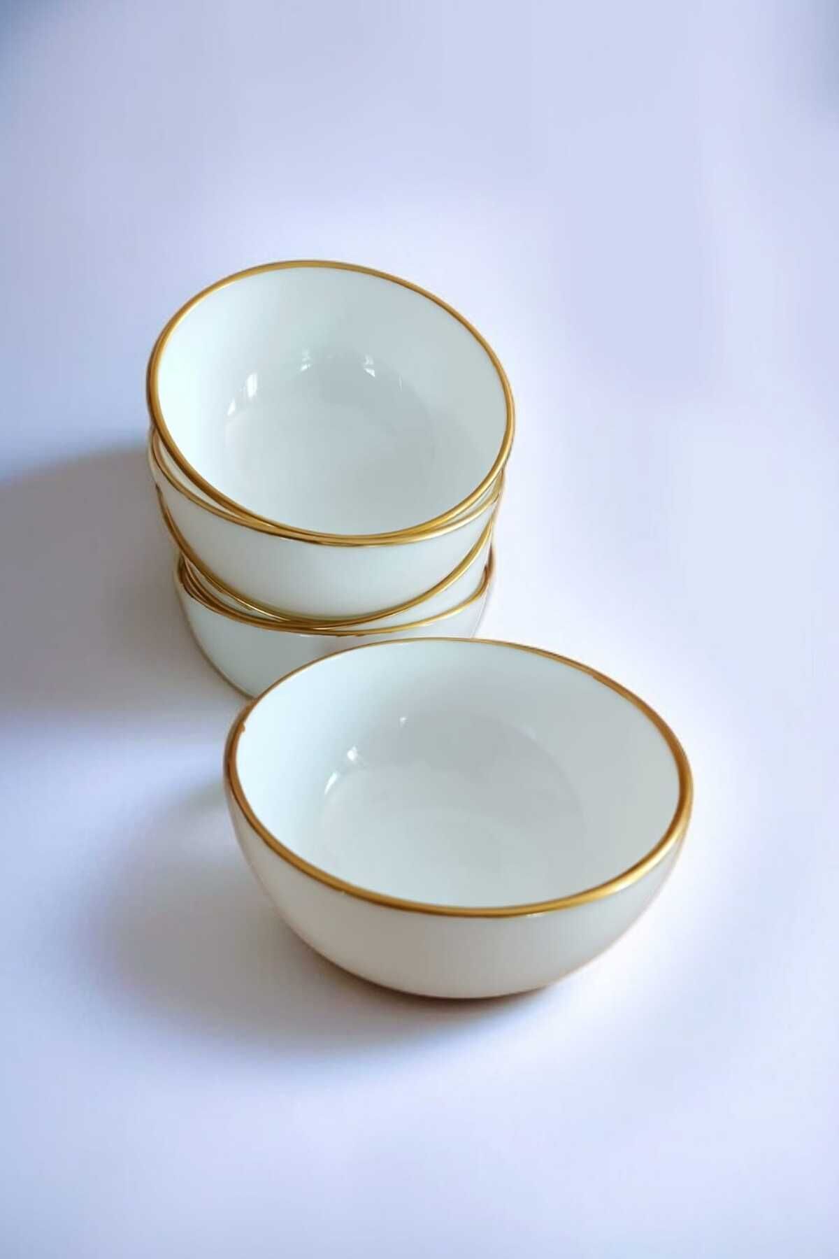 Diwali Beyaz Yaldızlı 6 Adet Çok Amaçlı Kase 12 cm