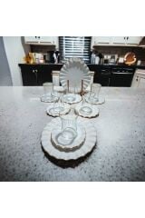 18 Parça Almond  Yaldızlı Çay Pasta Takımı