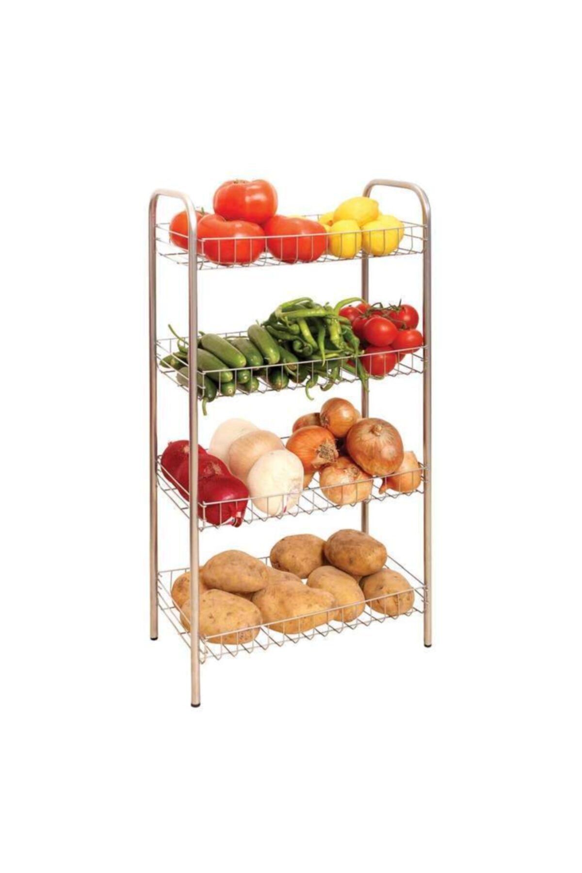 Gri Renk 4 Katlı Metal Raf
