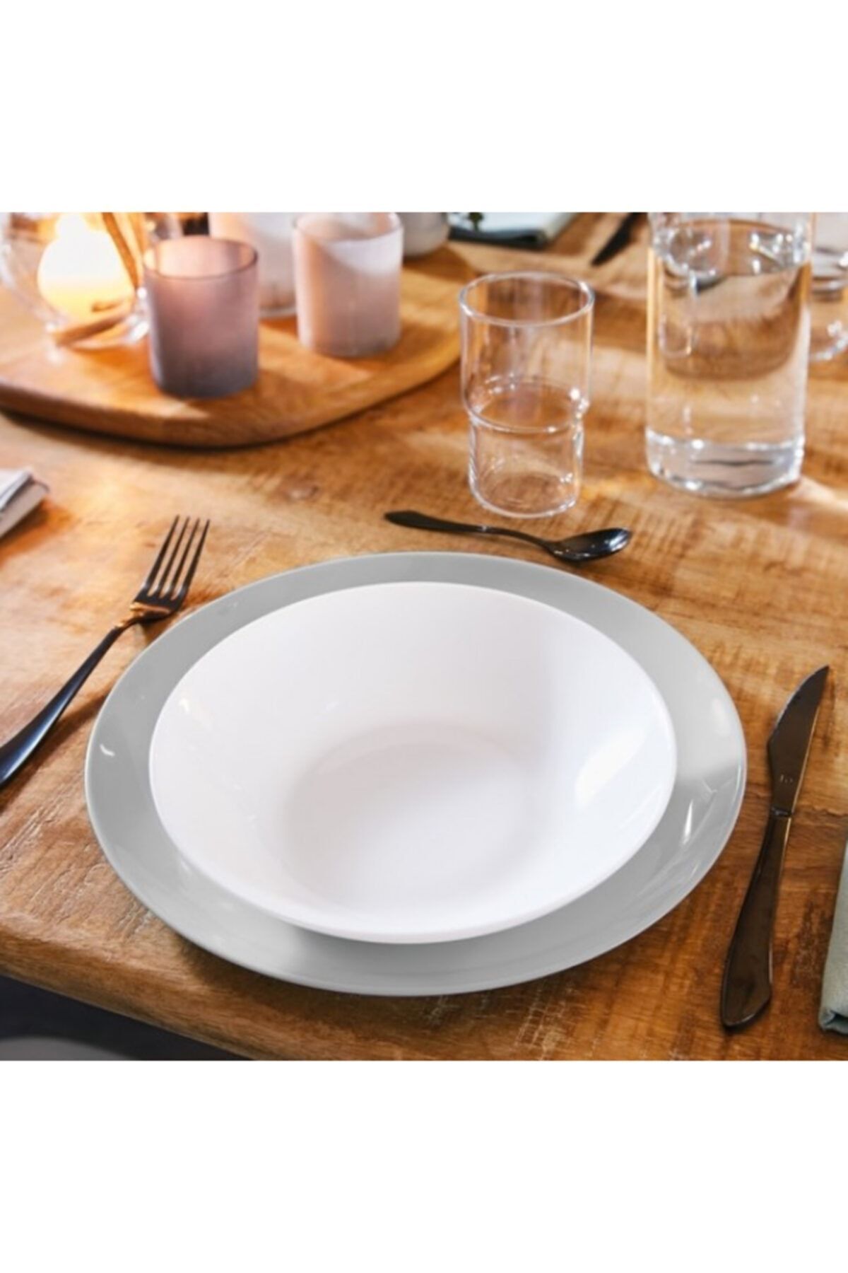6' Lı Zelıe Beyaz 21 cm Yemek Tabağı.
