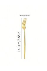 6 Adet Mini Boy Lüx Gold Fondü Çatalı Paslanmaz Çelik 14 Cm Tatlı Çatalı