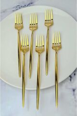 6 Adet Parlak  Gold Yemek Çatalı