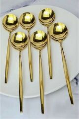 6 Kişilik Parlak  Gold Yemek Kaşığı