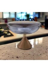 Yaldızlı Ayaklı Oval 20,5x13,5 cm Su Mavisi Kase