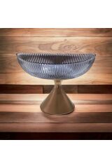 Yaldızlı Ayaklı Oval 20,5x13,5 cm Su Mavisi Kase