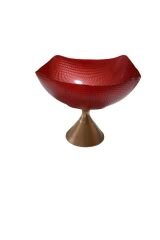 Yaldızlı  Ayaklı Cam Kase 26x12 cm Kırmızı