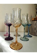 Grappa 6lı Renkli Kesme Kahve Yanı Kadeh