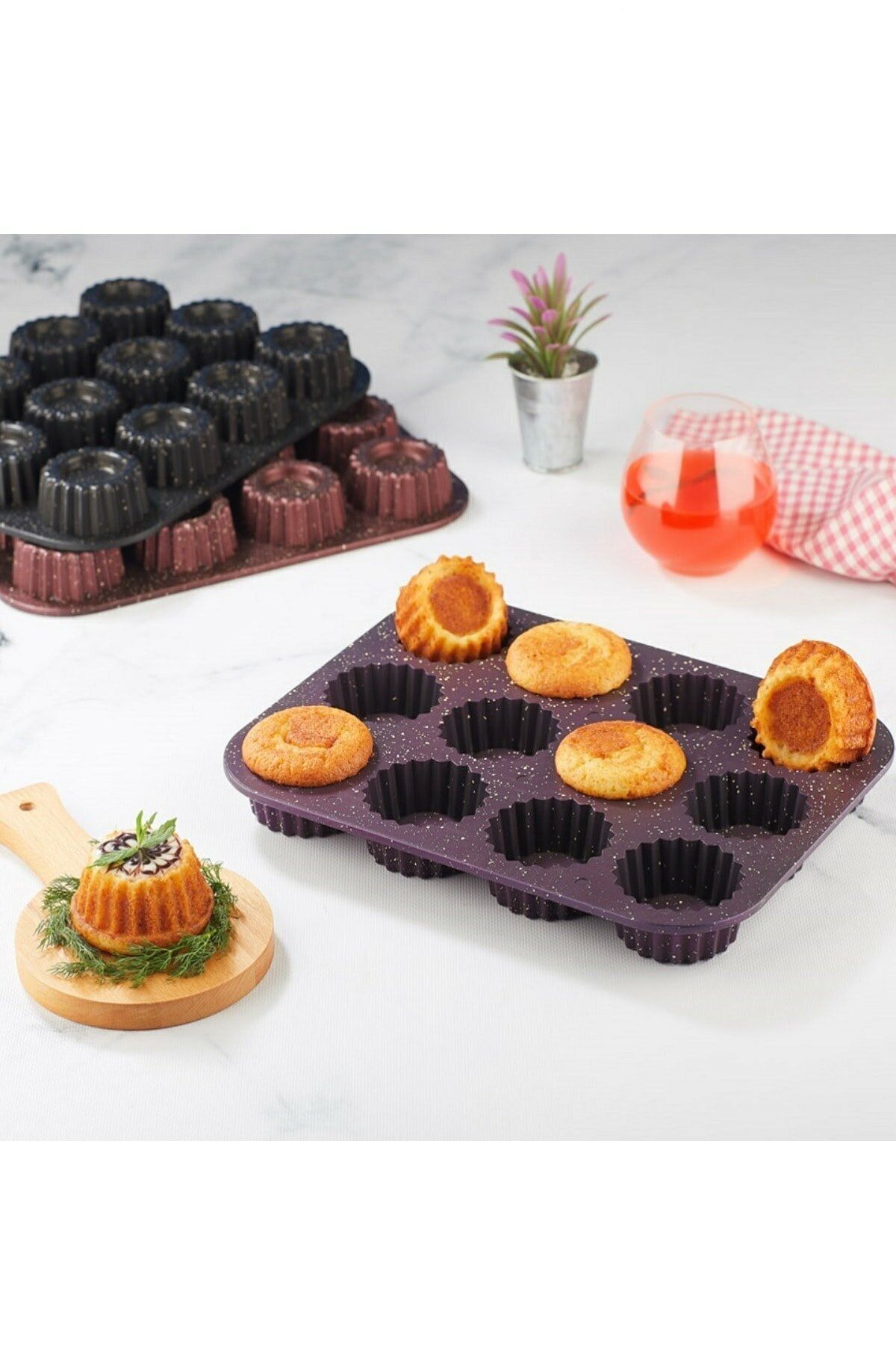 Chefstar 12 'li Döküm Muffin Kalıbı Döküm Granit