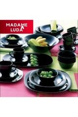 Madame Luda-carine Siyah 24 Parça Yemek Takımı.servis-yemek-pasta&tatlı-çorba.