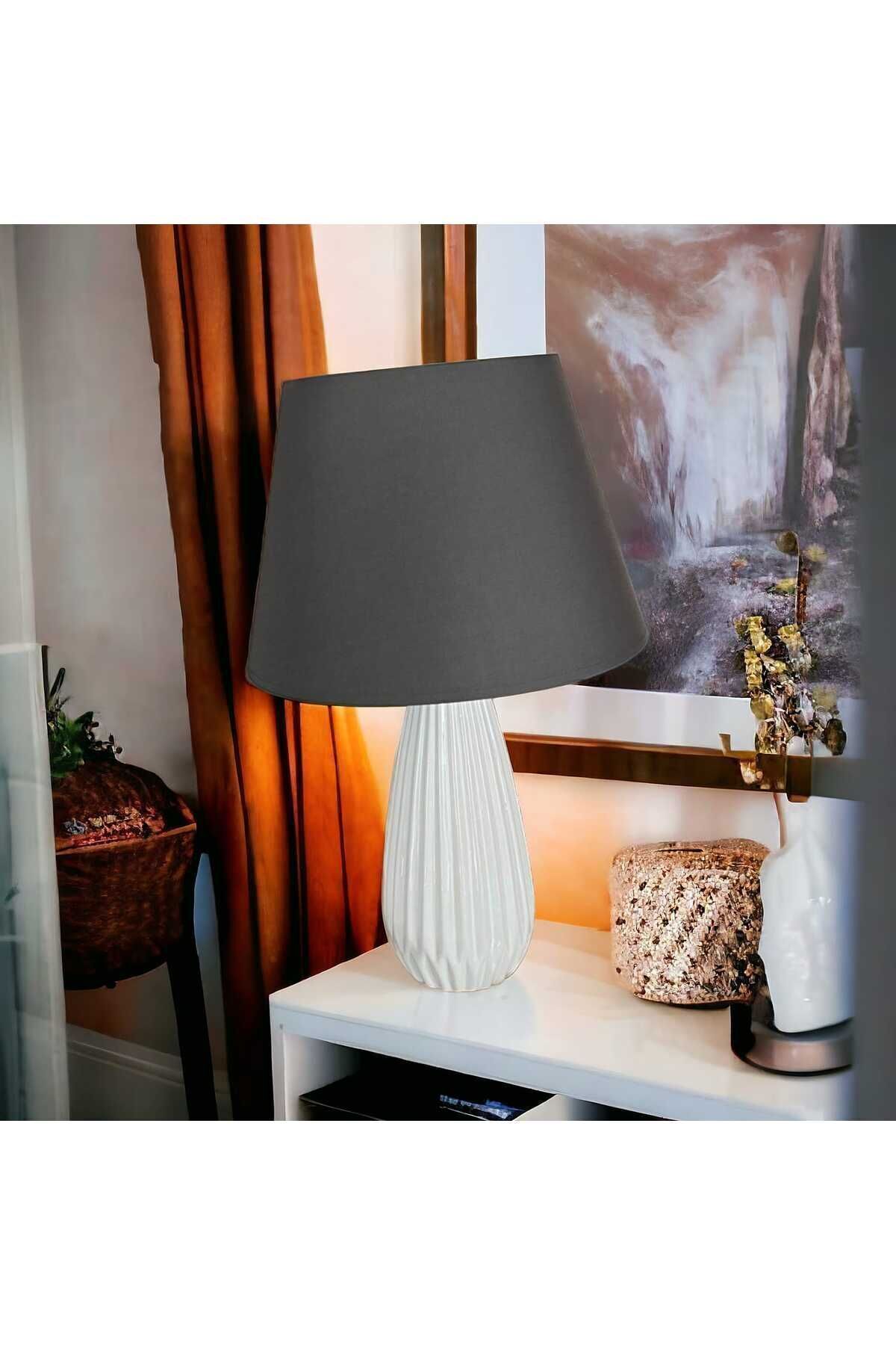 Antrasit Tırtıklı  Elegant Abajur