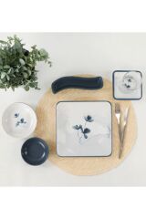 Peakgift 6 Kişilik 26 Parça Soft Mavi Desenli Kare Kahvaltı Takımı