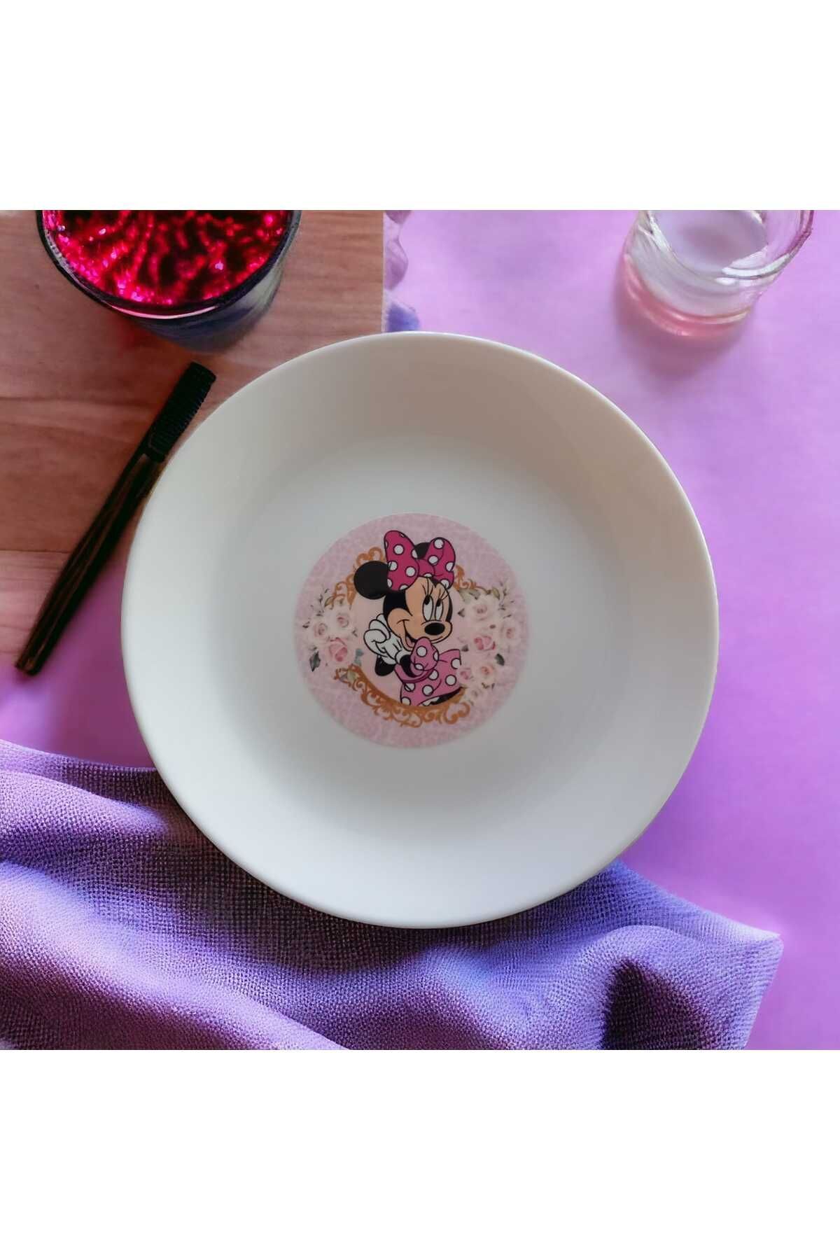 Özel Seri  minnie  Diwali Pasta Tabağı Beyaz 6'lı 19cm