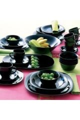 Carine Siyah 18 Parça Yemek Takımı 6 Adet 21 Cm Yemek 6 Adet 27 Cm Servis 6 Adet 12 Cm Çorba Kasesi