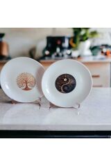Özel Seri Asrt Hayat Ağacı Desenli Pasta Tabağı 6'lı 19cm