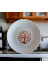 Özel Seri Hayat Ağacı Desenli Pasta Tabağı Beyaz 6'lı 19cm