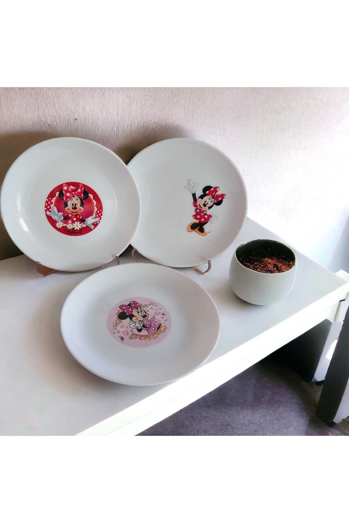 Özel Seri Asr  minnie  Diwali Pasta Tabağı Beyaz 6'lı 19cm