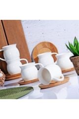 Bambu Tabaklı Türk Kahve Fincan Takımı 6 Kişilik