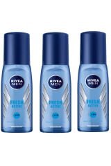 Men Fresh Active Erkek Deodorant Pump Sprey 75 ml 3 Adet