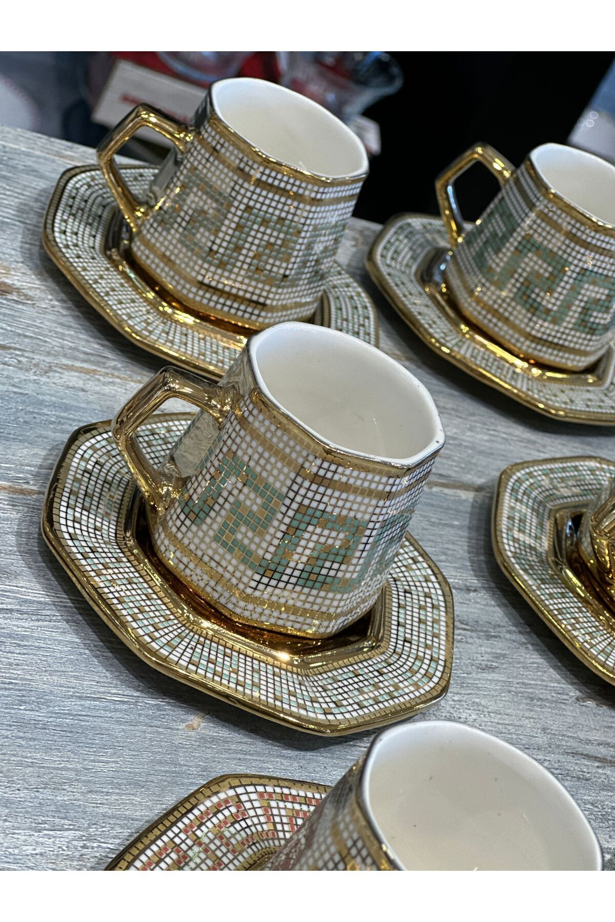 6 Kişilik 12 Parça King Porselen Türk Kahve Fincan Takımı