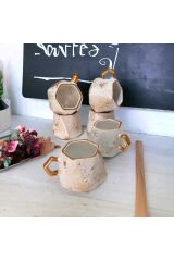 6 Kişilik Yaldızlı Prizma Nescafe Çay Fincanı