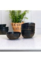 Özel Üretim Altın Yaldızlı Siyah Luminarc Diwali 12 cm 6 adet Kase