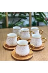 Begüm Bambu Tabaklı 6 Kişilik Kahve Fincan Takımı
