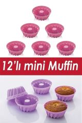 6+ 12' Li Silikon Renkli Muffin Kek Kalıbı Silikon Mor Muffin