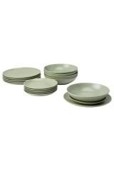 18 Parça FÄRGKLAR Yemek Takımı MeridyenDukkan Mat Açık Yeşil Renk Stoneware Set