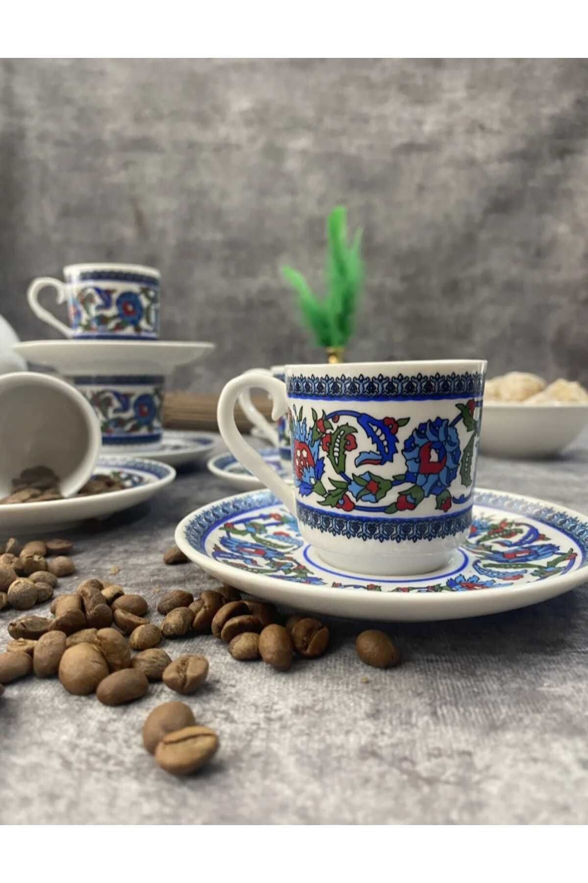 2 Kişilik 4 Parça Topkapı Porselen Türk Kahve Fincan Takımı