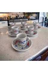 6 Kişilik 12 Parça Elegance Porselen Türk Kahve Fincan Takımı