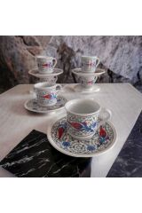 6 Kişilik 12 Parça Elegance Porselen Türk Kahve Fincan Takımı