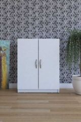 Beyaz 4 Raflı Beyaz Ayakkabı Dolabı