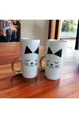 2'li Kedi Figürlü Yaldızlı Flüt Kupa