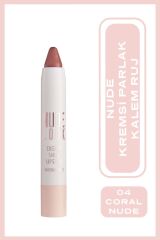 Nude Look Creamy Shine Lipstick No: 04 Coral Nude - Kalem Ruj