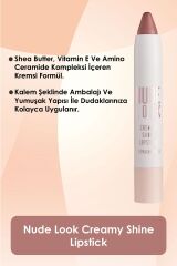 Nude Look Creamy Shine Lipstick No: 03 Peachy Nude - Kalem Ruj